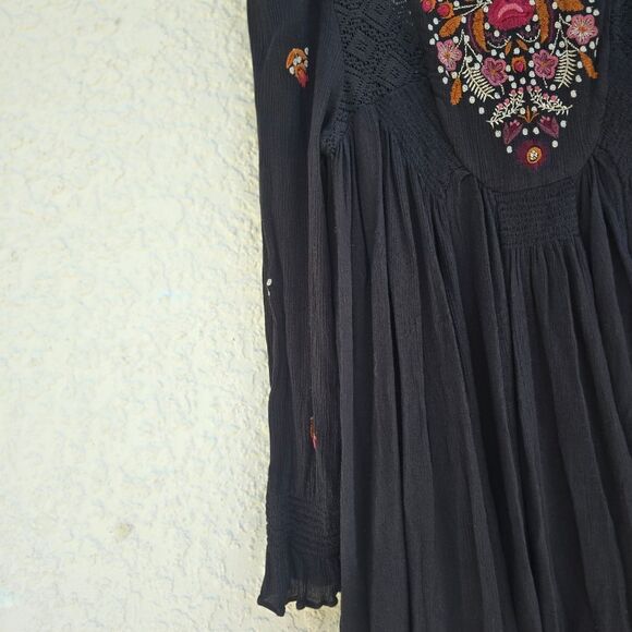 Free People Mohave Embroidered Mini Dress in Black Size Medium - Picture 5 of 9